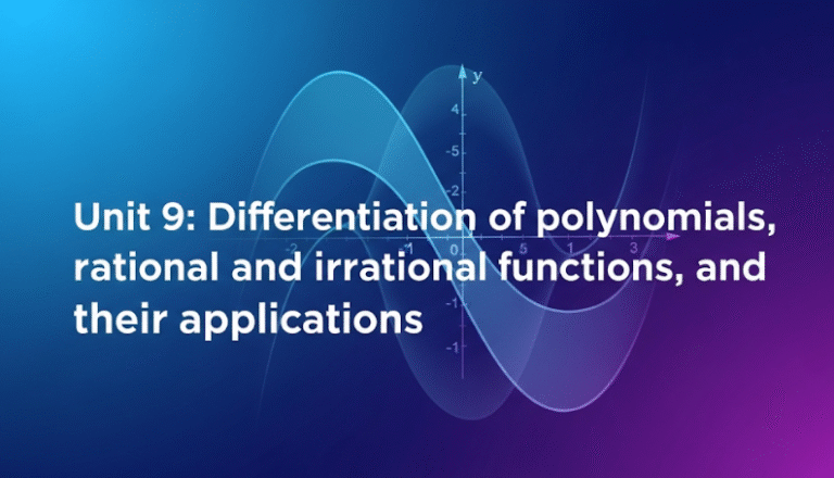 MATHEMATICS S4 UNIT 9: Differentiation of Polynomials, Rational and Irrational Functions, and their Applications.