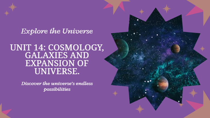 PHYSICS S6 UNIT 14: COSMOLOGY, GALAXIES AND EXPANSION OF UNIVERSE.